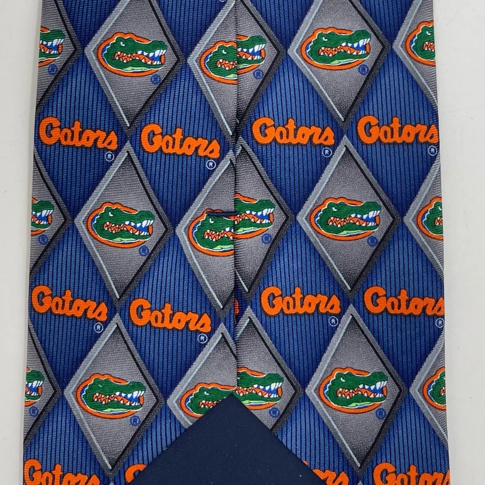 Florida‎ Gators Silk Tie University Florida Diamond Blue Gray Orange Larson NWT